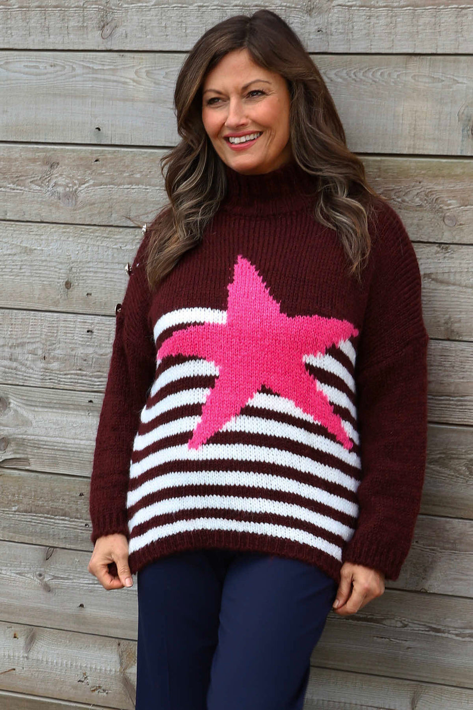 Agata Star Knitted Jumper Wine