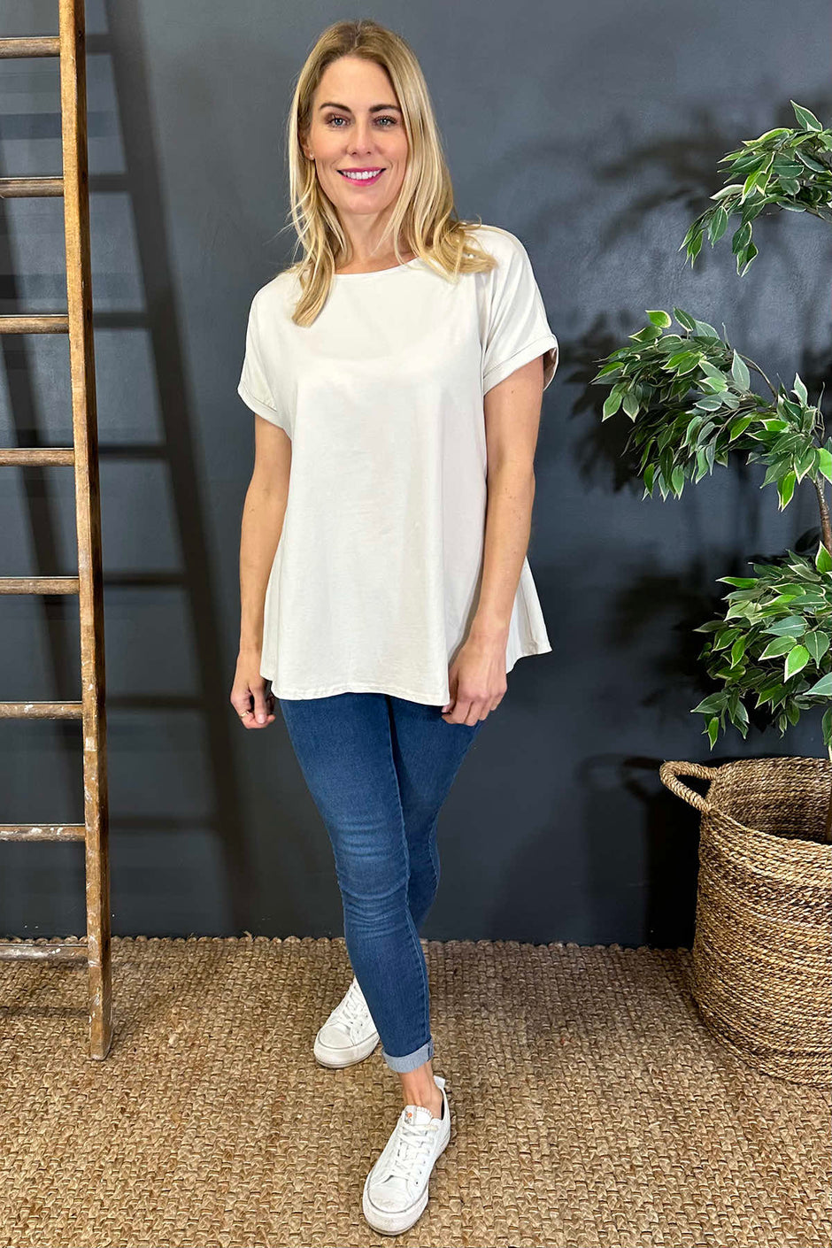 Genevieve Cotton Tee Stone