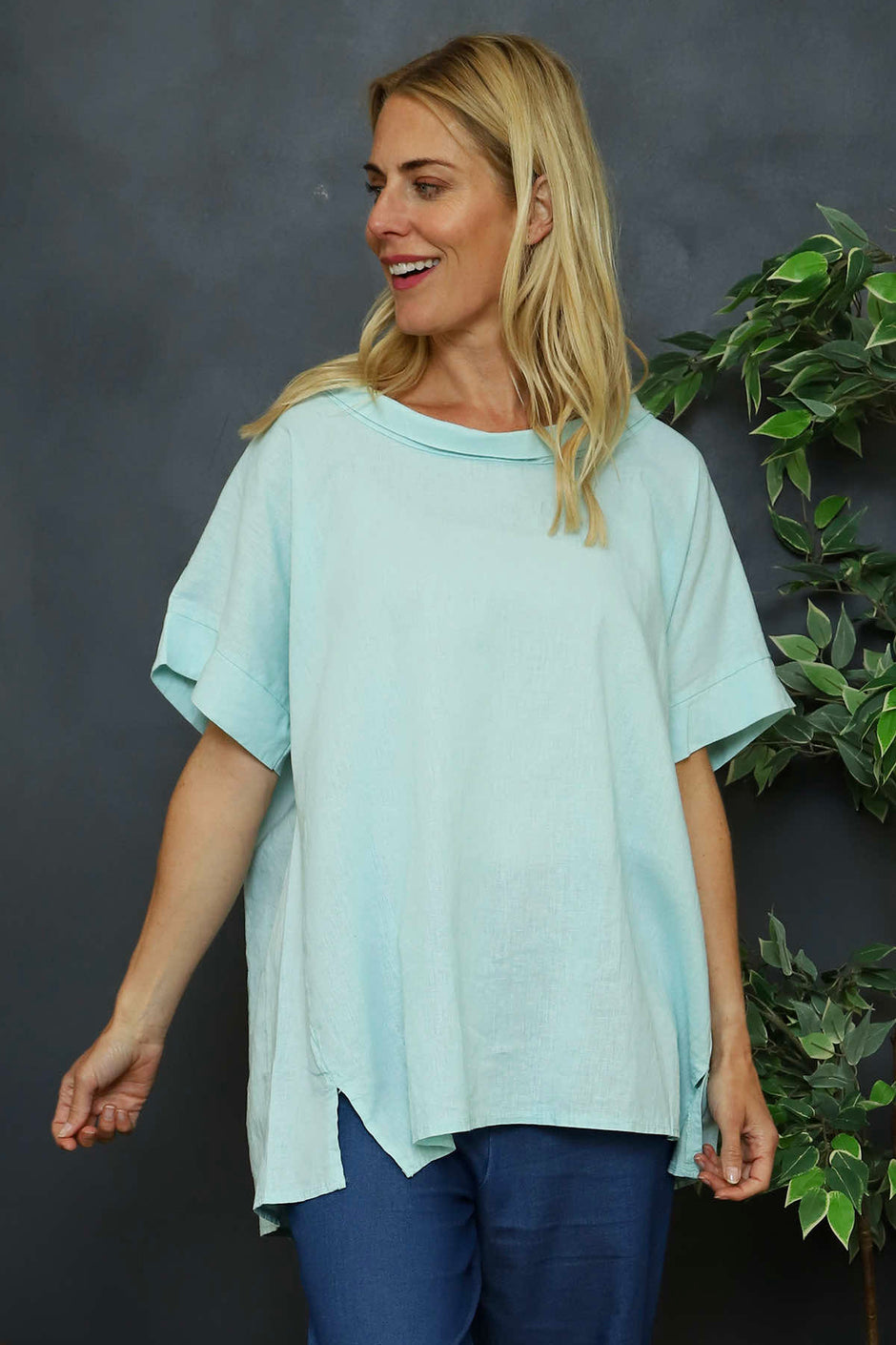 Baines Linen Top Mint