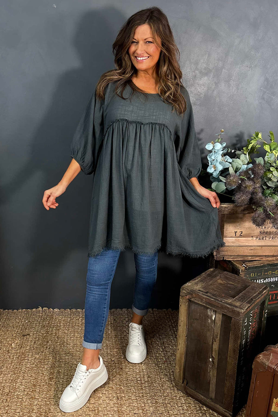 Kadenzia Cotton Tunic Charcoal
