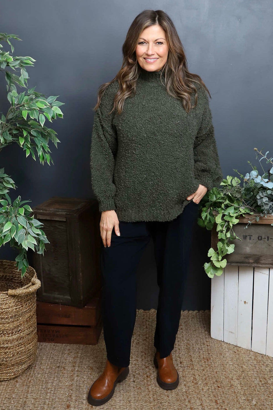 Melesina Boucle Jumper Khaki