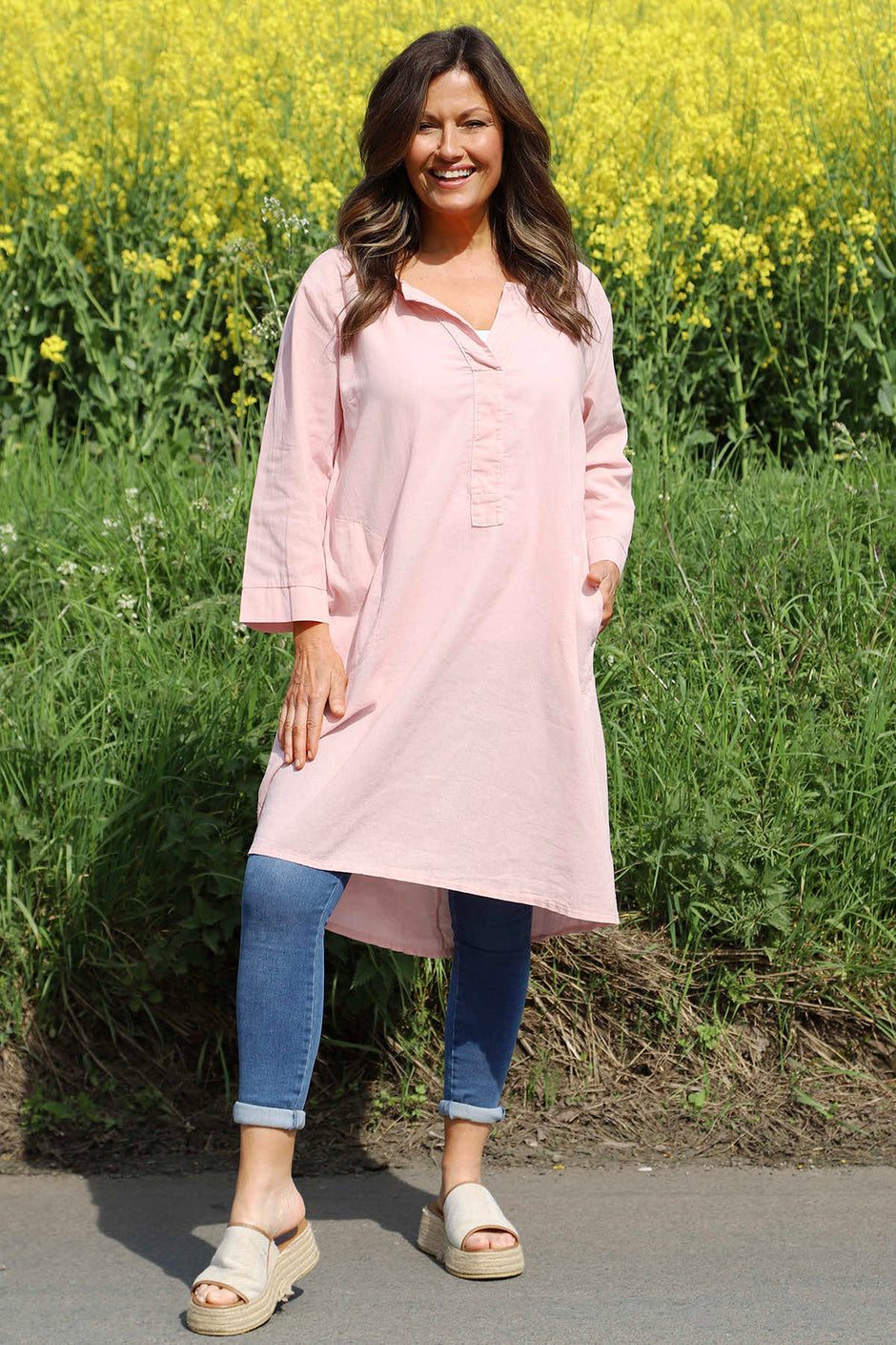 Davina Linen Tunic Pink
