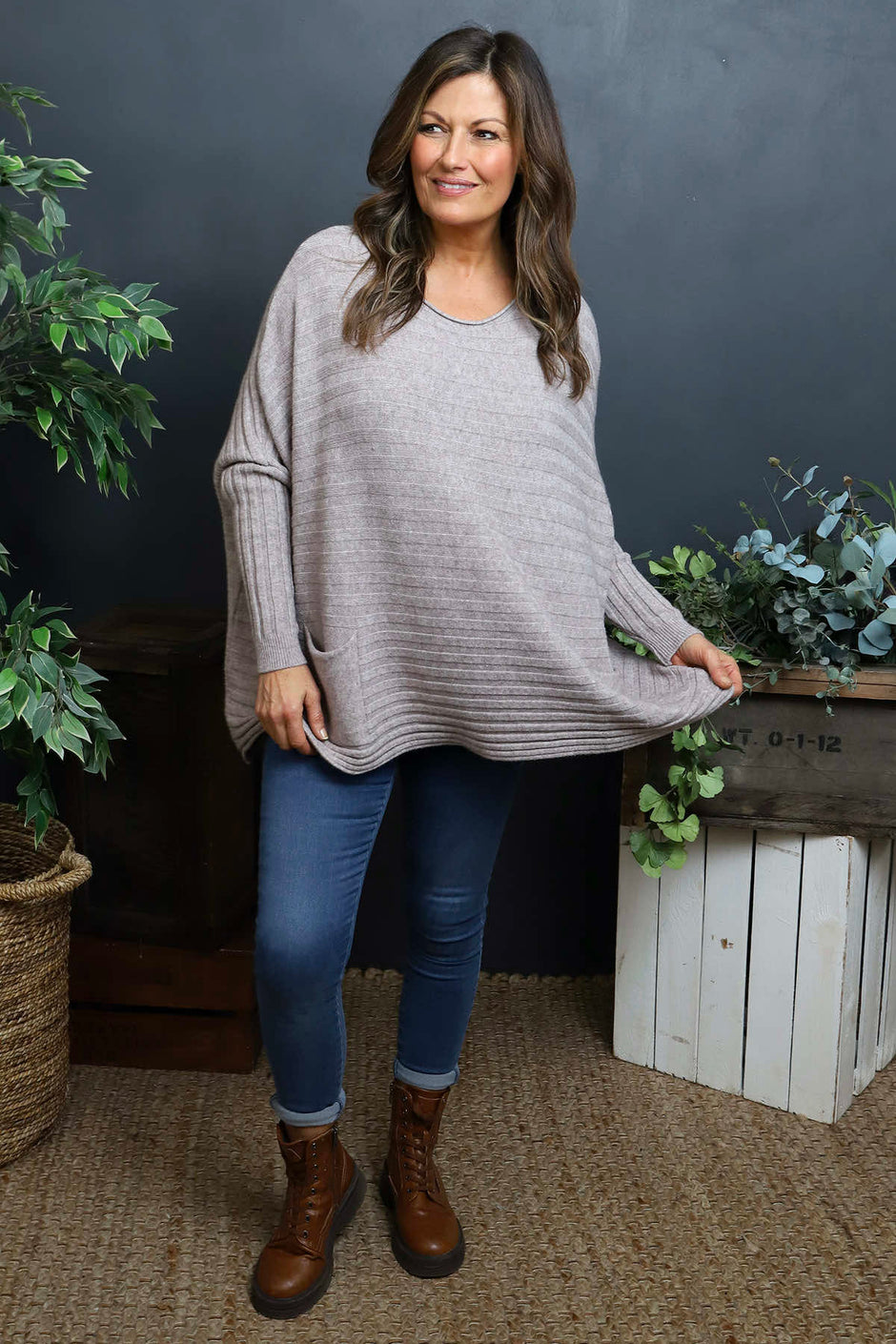 Katalia Pocket Knitted Jumper Mocha