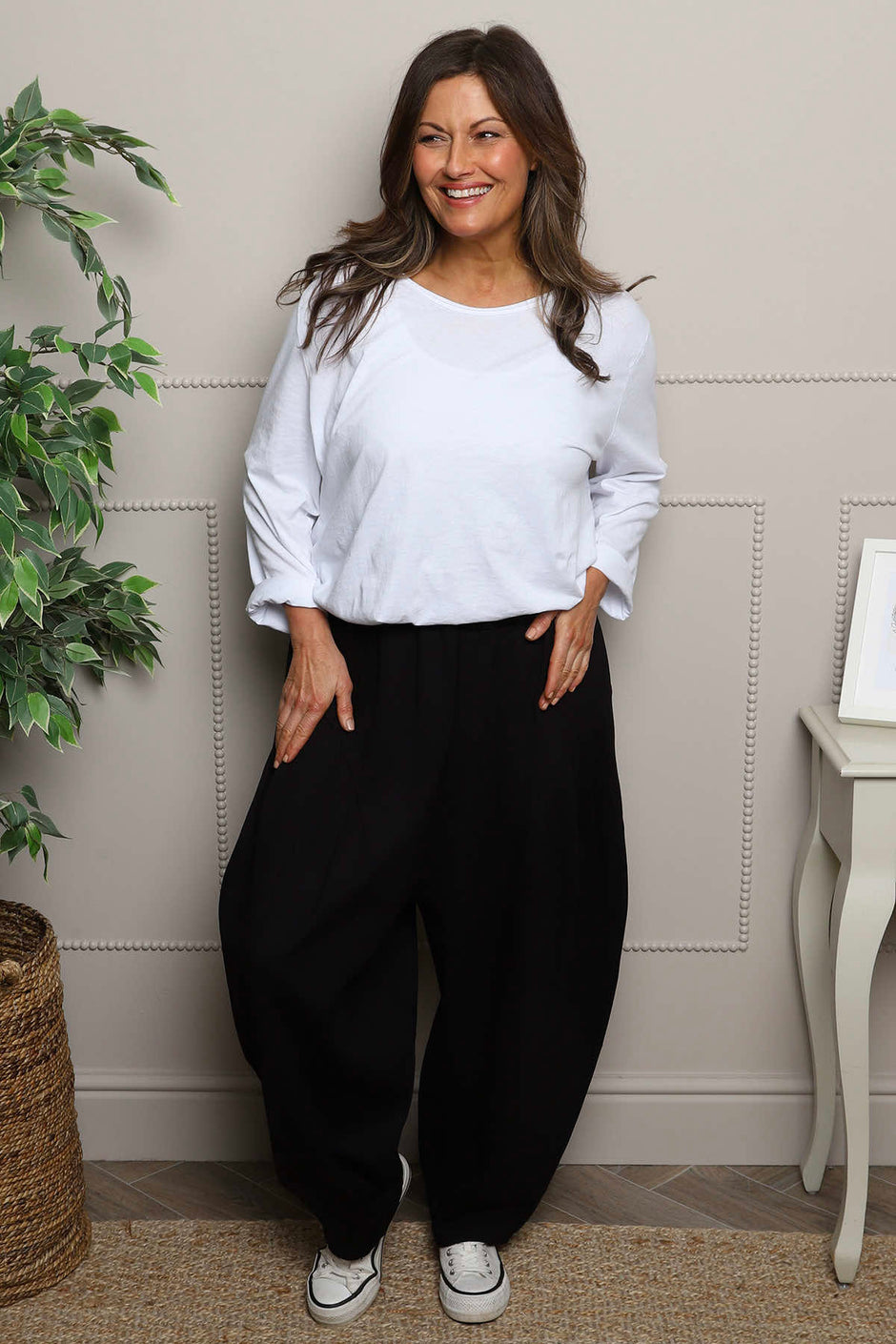 Clarinda Cotton Harem Trousers Black