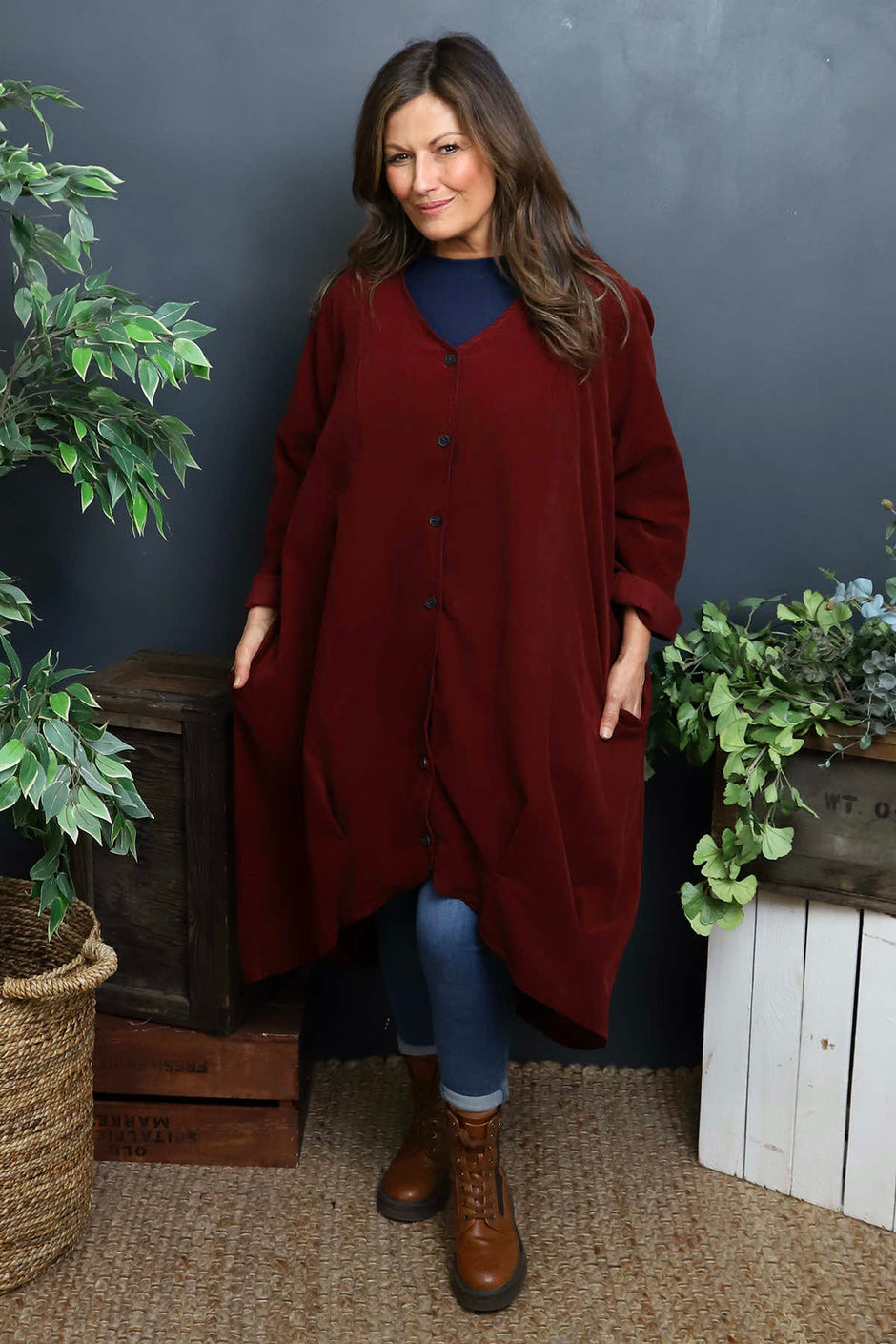 Lacinda Needlecord Jacket Wine