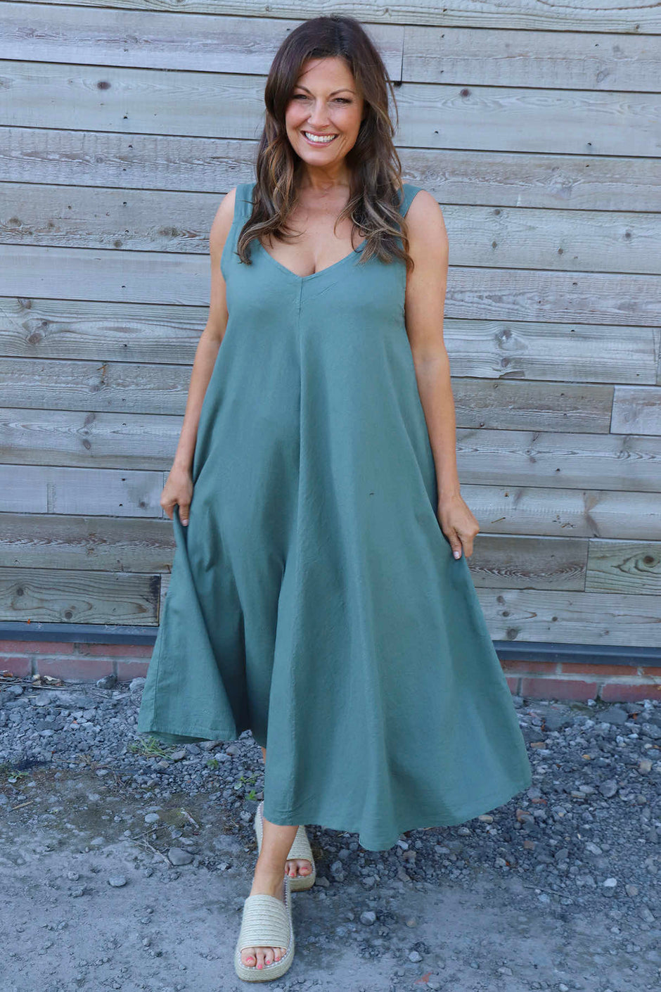 Tiffany Linen Dress Khaki