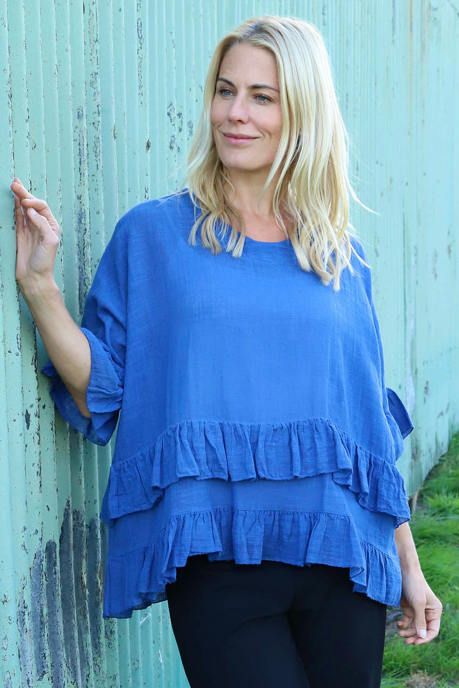 Allena Frill Top Royal Blue