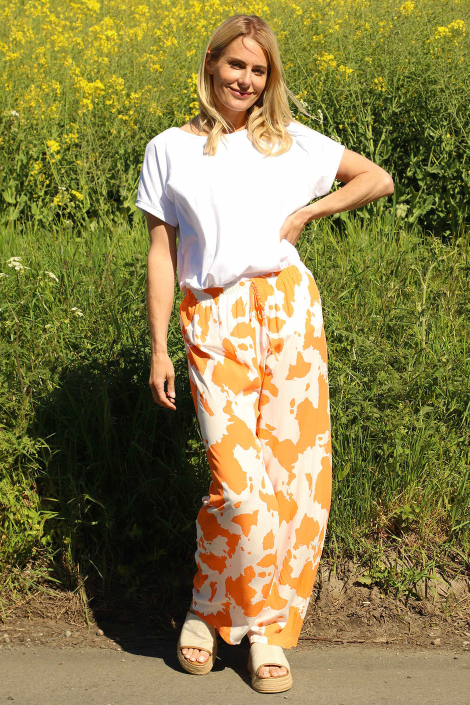Cecily Print Trousers Orange