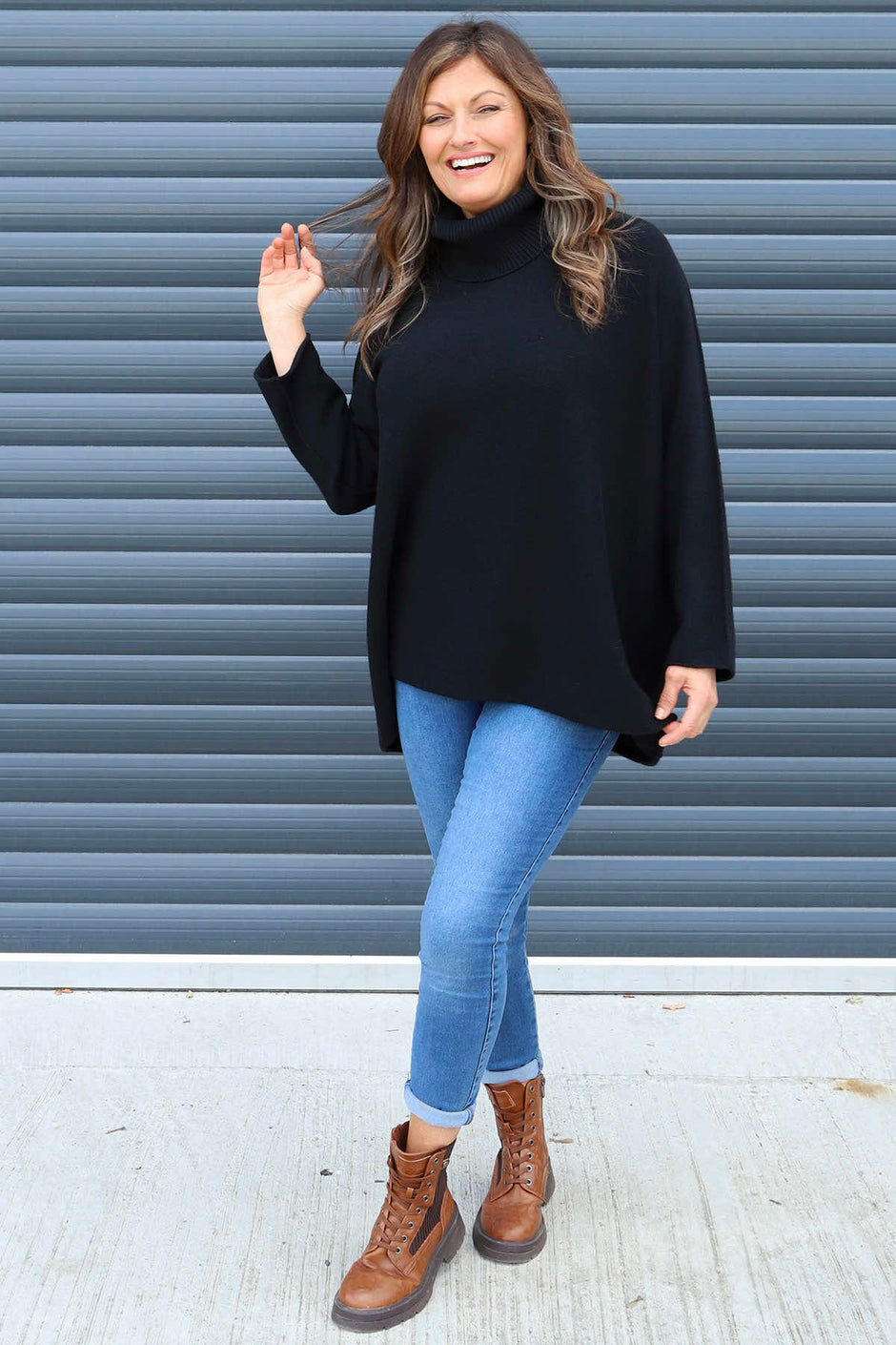 Jude Polo Neck Knitted Jumper Black