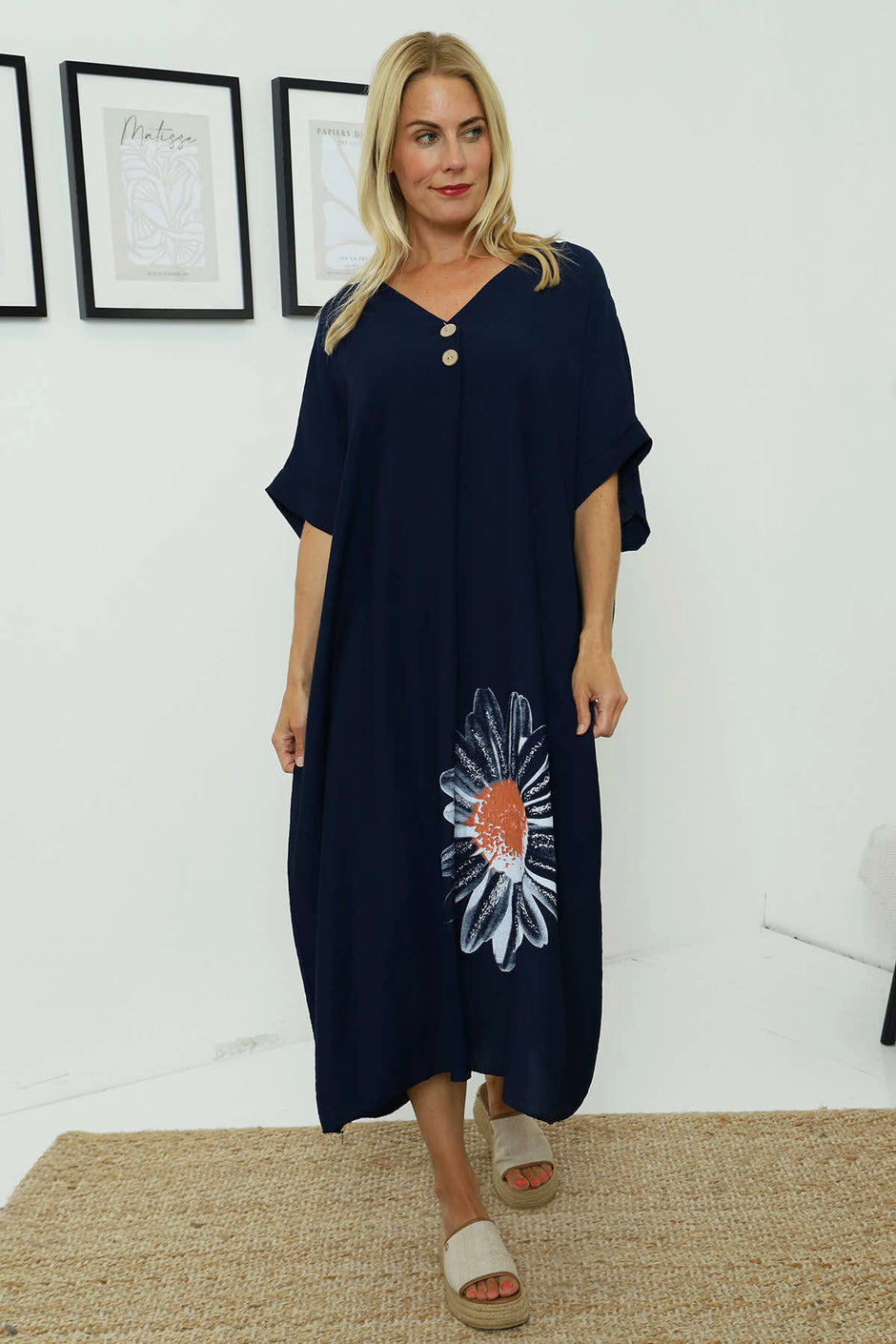 Bernadetta Flower Dress Navy