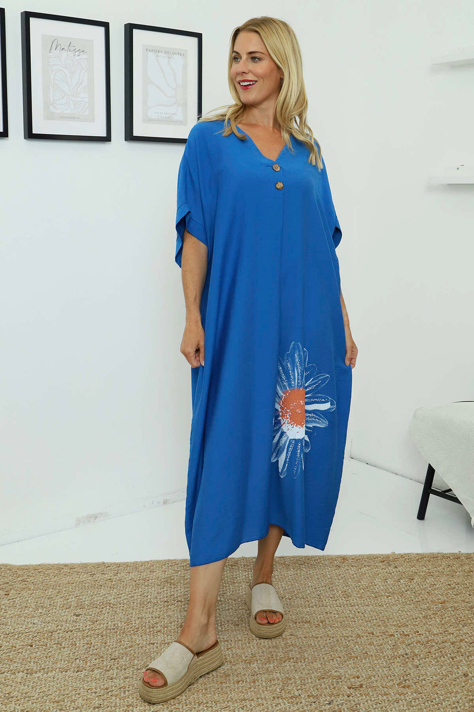 Bernadetta Flower Dress Cobalt