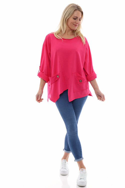 Sanda Jersey Cotton Sweatshirt Hot Pink - Image 1