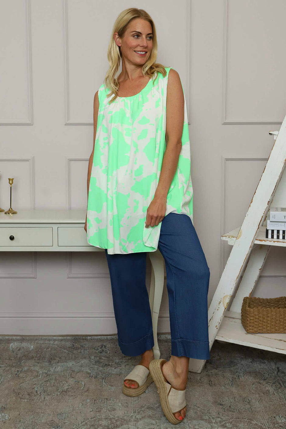 Clarenza Print Top Green