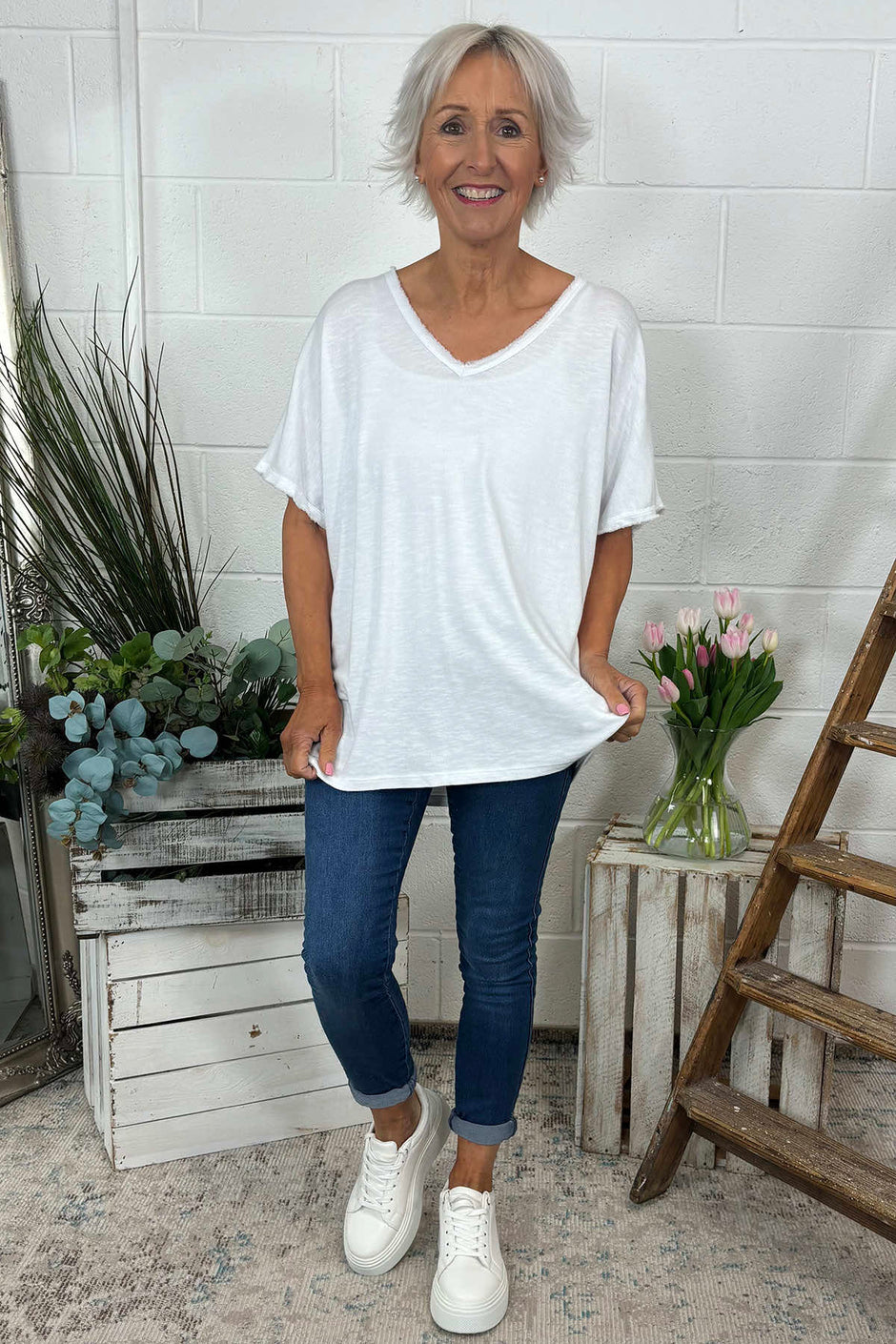 Burford V-Neck Top White