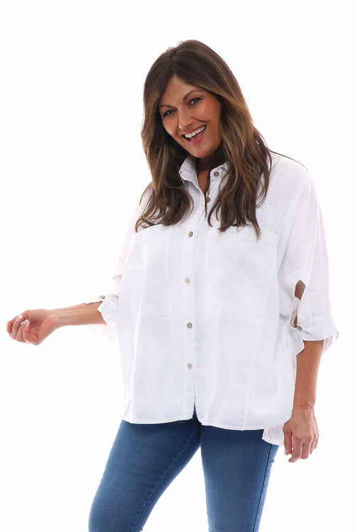 Adelia Linen Shirt White - Image 6
