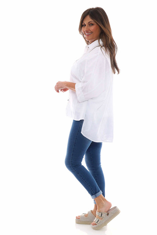 Adelia Linen Shirt White - Image 8