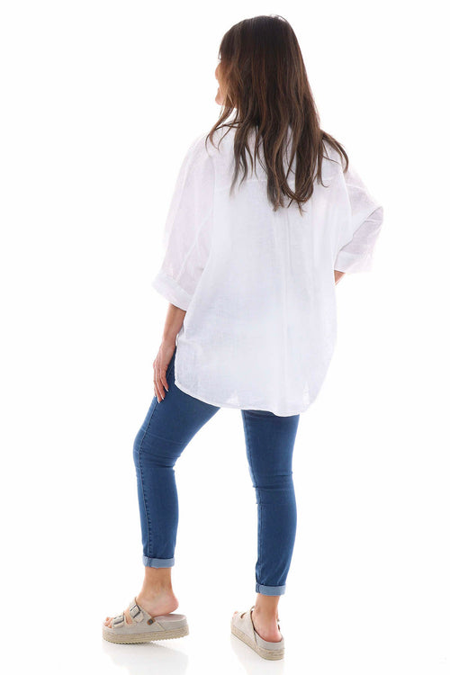 Adelia Linen Shirt White - Image 9