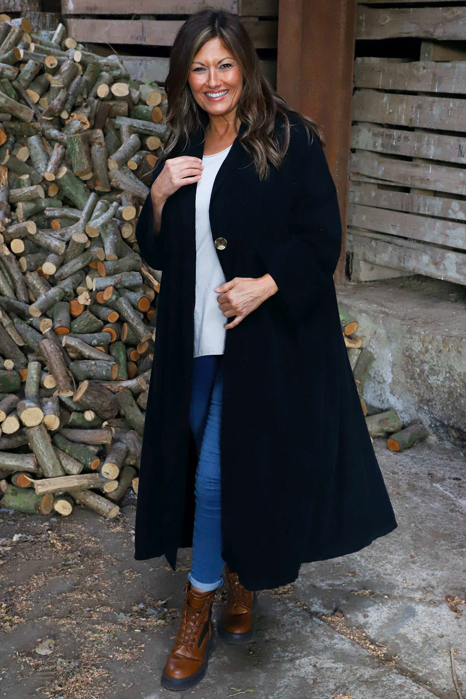 Meryl Long Needlecord Jacket Black