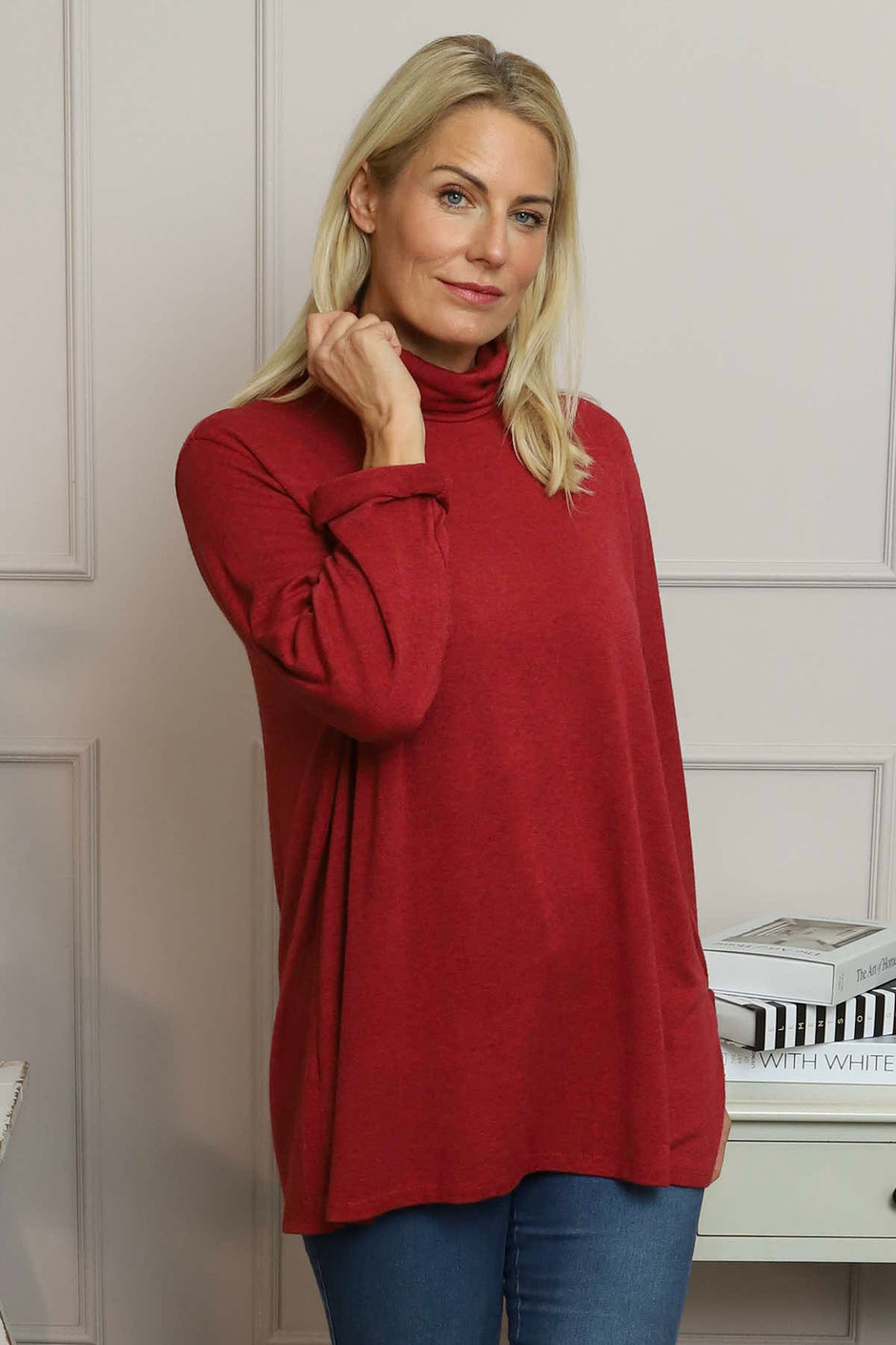 Lillian Polo Neck Jumper Wine