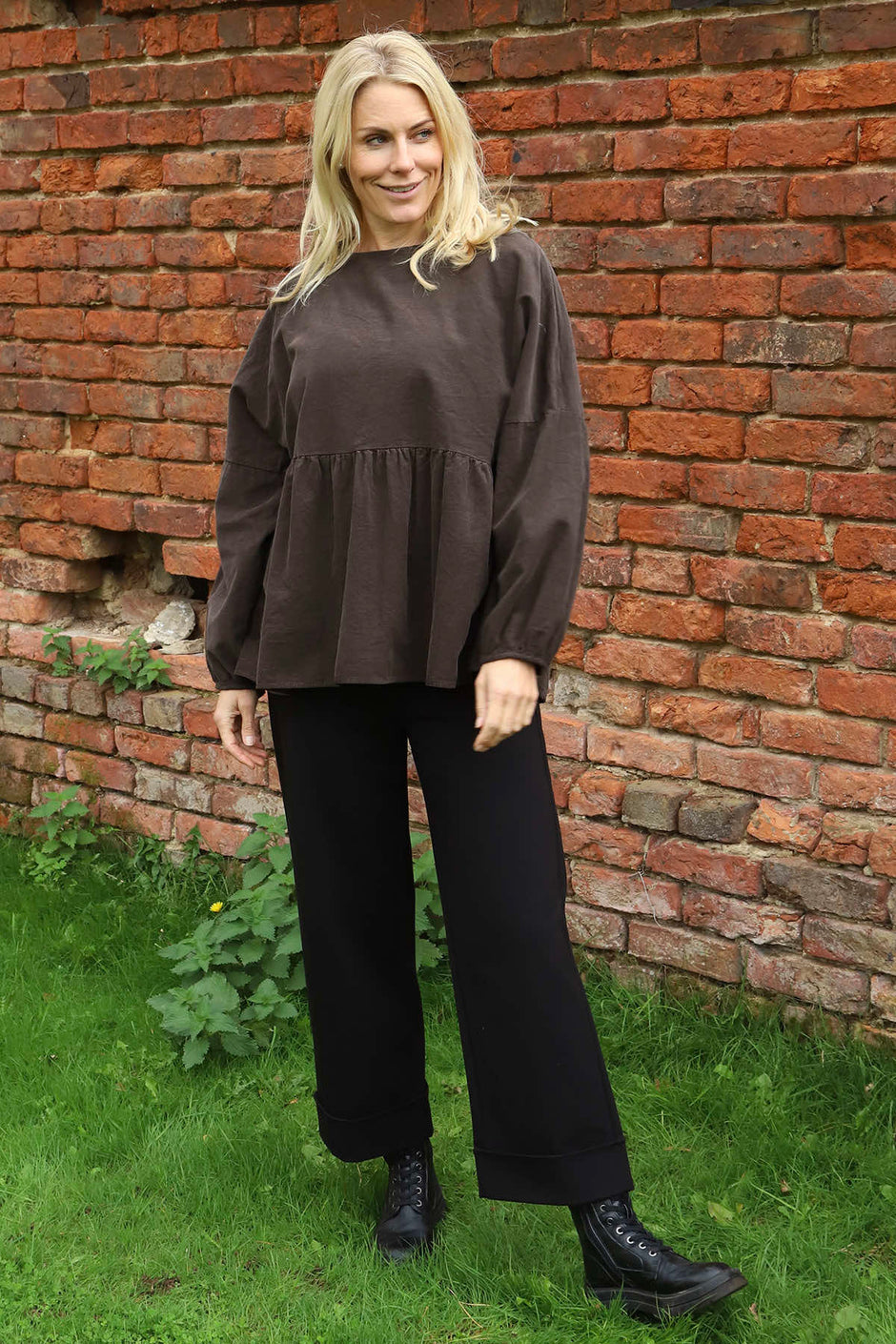 Geraldine Needlecord Top Cocoa