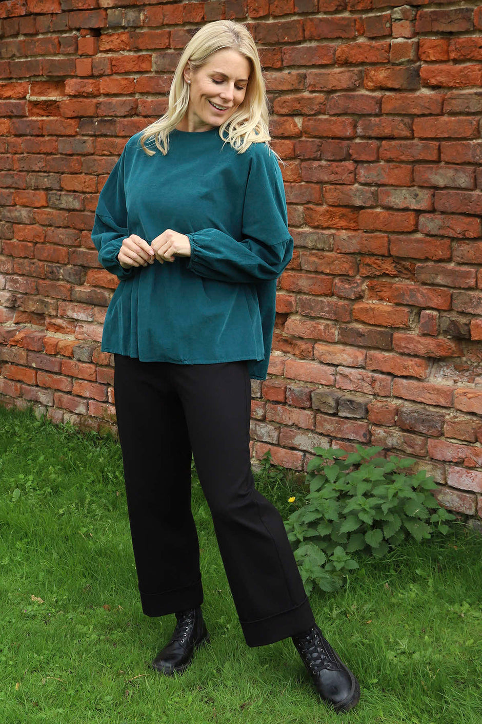 Geraldine Needlecord Top Teal