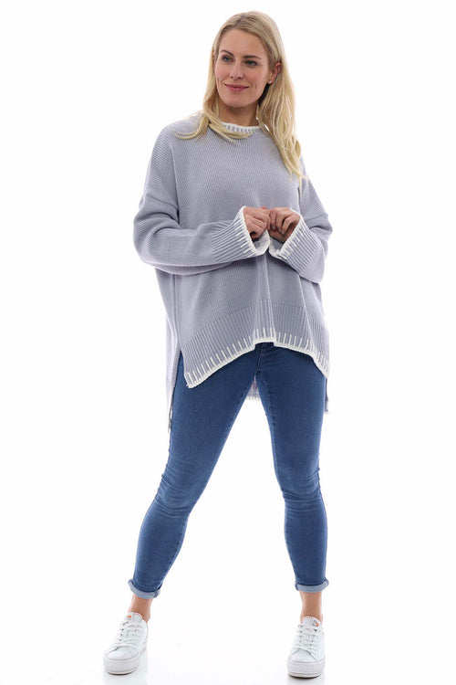 Maddie Knitted Jumper Light Grey - Image 1