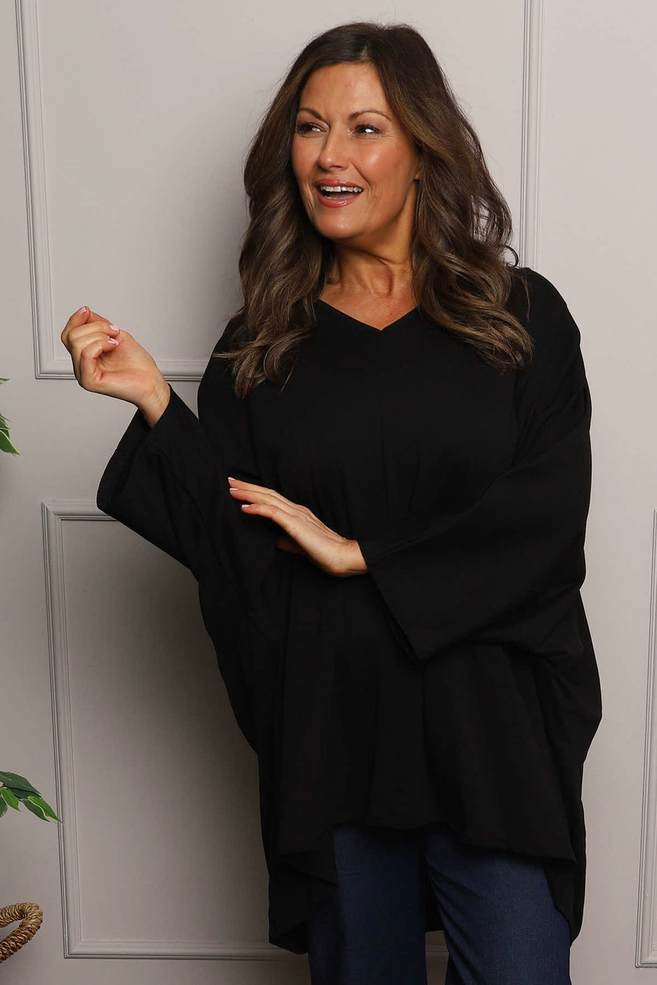 Annabelle V-Neck Cotton Top Black