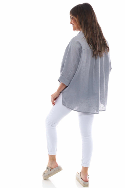 Adelia Linen Shirt Grey - Image 8
