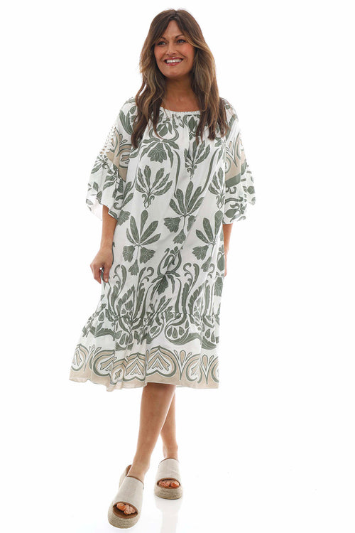 Elvera Print Dress Khaki
