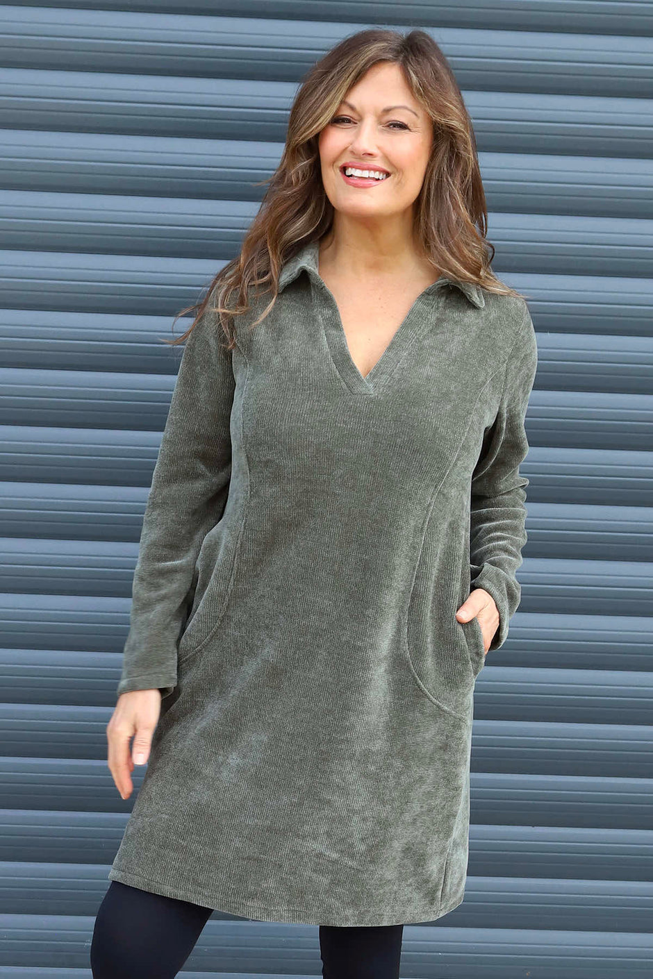 Irina Cord Collared Tunic Khaki