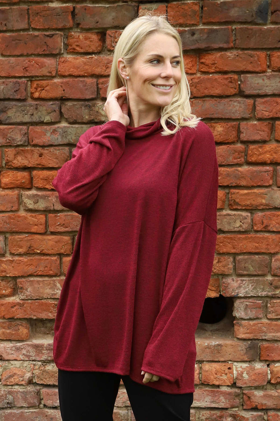 Tarka Cowl Neck Top Wine