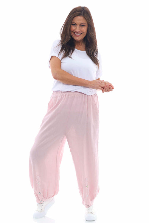Abriana Button Linen Trousers Pink - Image 3