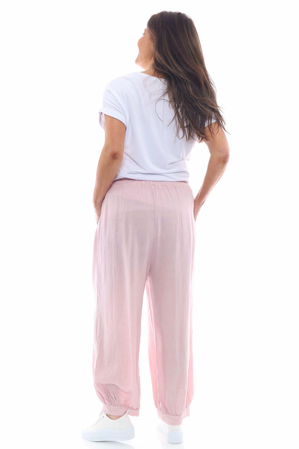 Abriana Button Linen Trousers Pink