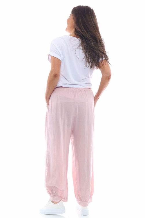 Abriana Button Linen Trousers Pink - Image 4