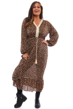 Adelina Leopard Print Dress Camel Camel - Adelina Leopard Print Dress Camel