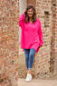 Bo Slouch V-Neck Jumper Fuchsia