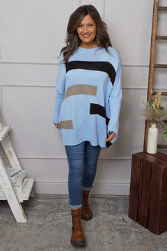 Melva Block Knitted Jumper Powder Blue