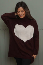 Azura Heart Polo Neck Jumper Wine Wine - Azura Heart Polo Neck Jumper Wine
