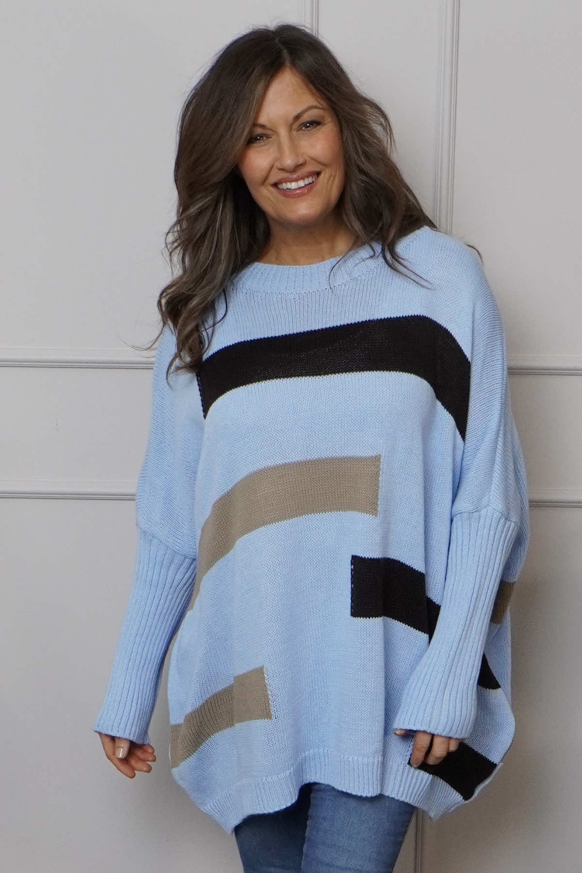 Melva Block Knitted Jumper Powder Blue