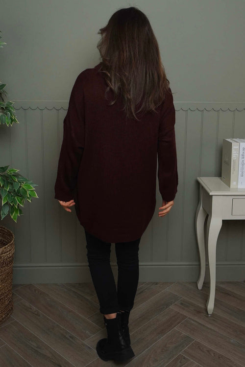 Azura Heart Polo Neck Jumper Wine - Image 4