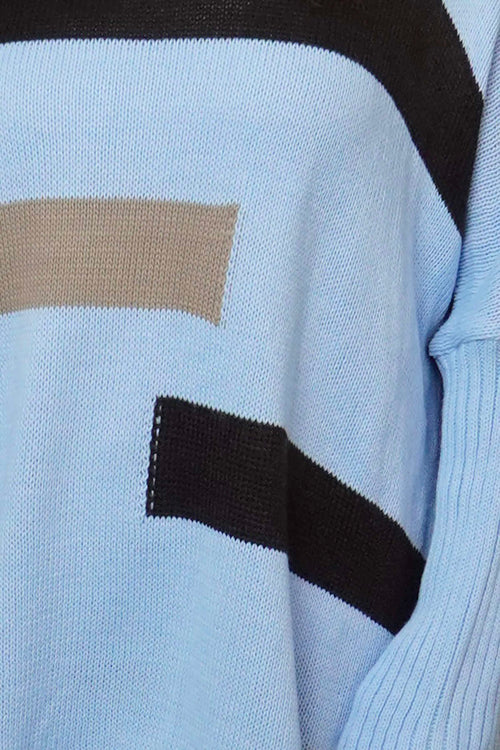 Melva Block Knitted Jumper Powder Blue - Image 3