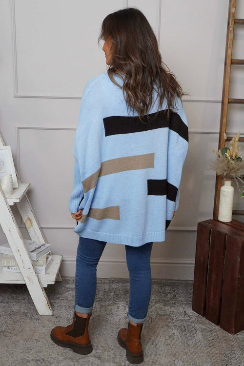 Melva Block Knitted Jumper Powder Blue - Image 4