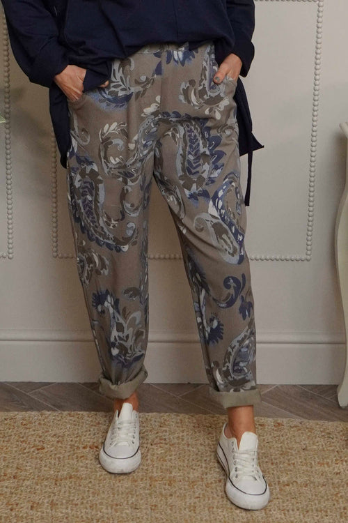 Lilah Print Cotton Trousers Mocha - Image 2