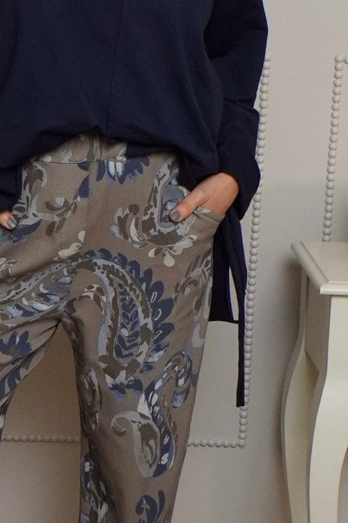 Lilah Print Cotton Trousers Mocha - Image 3