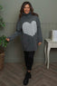 Azura Heart Polo Neck Jumper Mid Grey