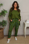Lilah Print Cotton Trousers Olive