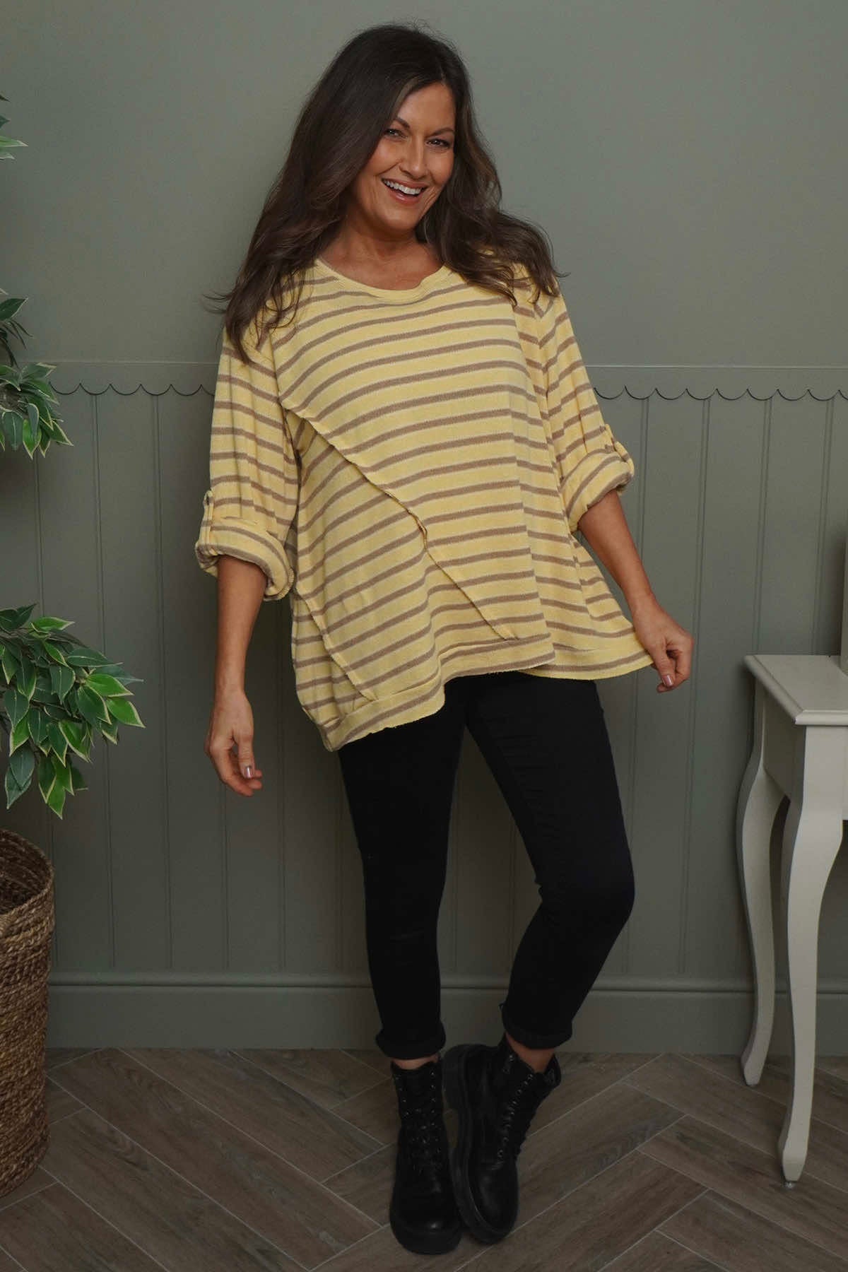 Abbie Stripe Knit Top Yellow