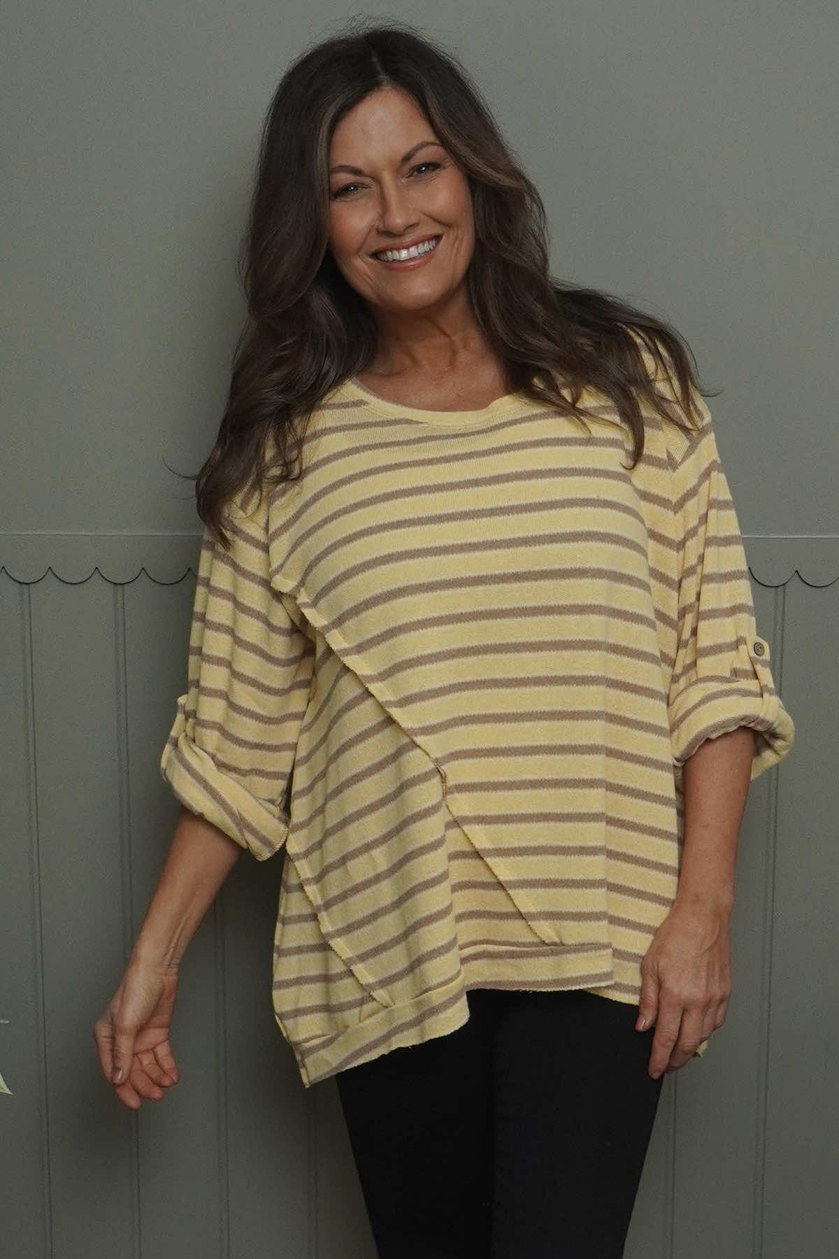 Abbie Stripe Knit Top Yellow