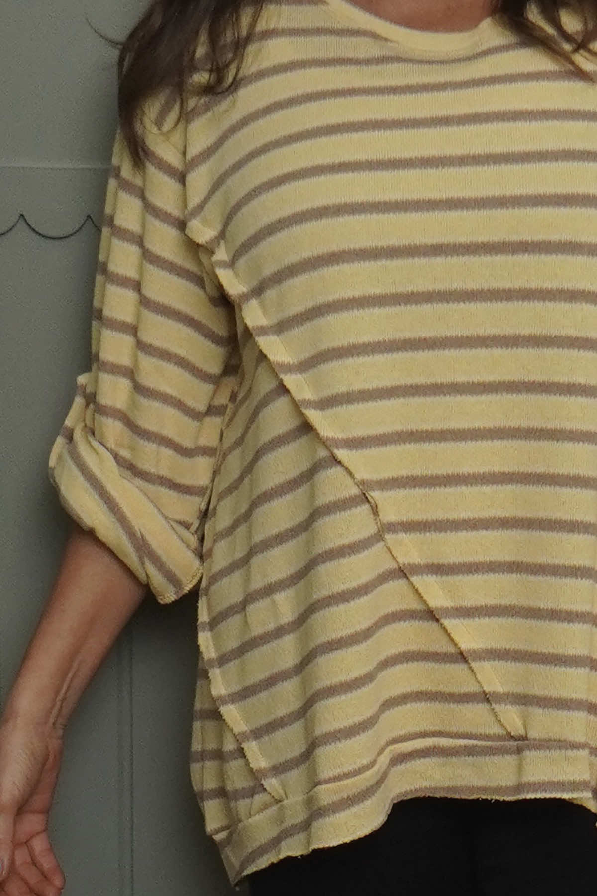 Abbie Stripe Knit Top Yellow