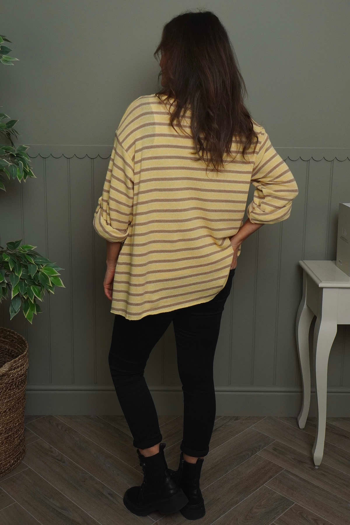 Abbie Stripe Knit Top Yellow
